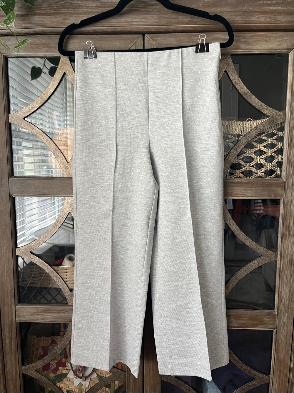 Ann Taylor Light Gray Wide-Leg Ponte Trousers
